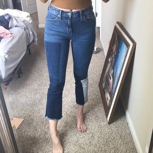 High waisted jeans with patch work on legs